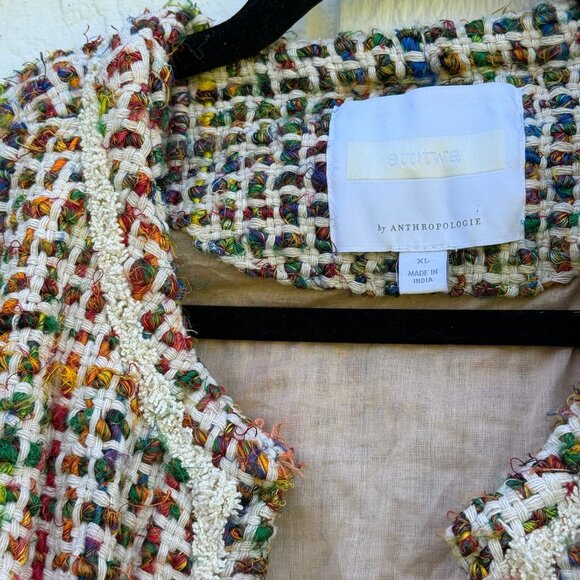 ANTHROPOLOGIE ett:twa Tweed Berwyn Rainbow Jacket XL - Picture 8 of 12